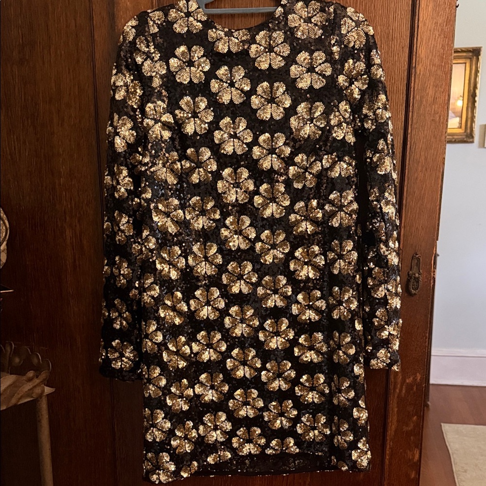Show Me Your MuMu Maddison Mini Dress “ Flower Pop Gold Sequins” size Small